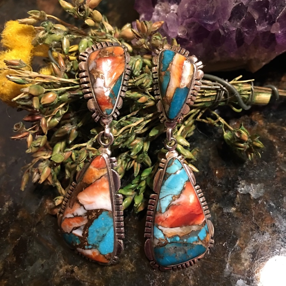SOLD….Spiny and Sterling earrings